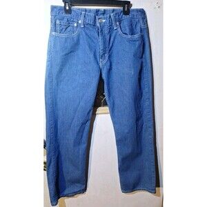 Levi’s 569 Mens W33 L30 Loose Straight Leg Classic Blue White Stitching